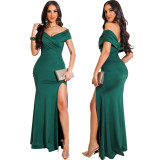Women Sexy V-Neck Sleeveless Slit Long Dress