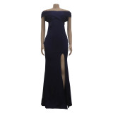Women Sexy V-Neck Sleeveless Slit Long Dress