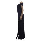 Women Sexy V-Neck Sleeveless Slit Long Dress
