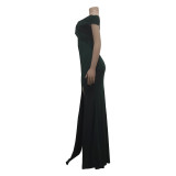 Women Sexy V-Neck Sleeveless Slit Long Dress