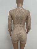 Women's Sexy Fashion Long Sleeve Split Sequin Jumpsuit