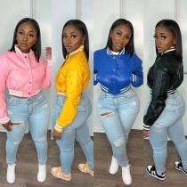 WomenCasual Pu Leather Long Sleeve Slim Fit Jacket WomenCasual Pu Leather Long Sleeve Slim Fit Jacket