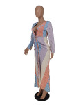 Women Striped Color blocking Long Sleeve Shirt Dress