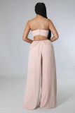 Pink Chain Strap Fashion Sexy Wide Leg Jumpsuit