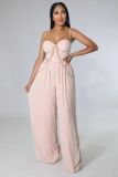 Pink Chain Strap Fashion Sexy Wide Leg Jumpsuit