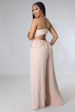 Pink Chain Strap Fashion Sexy Wide Leg Jumpsuit