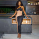 Women'S Fall Casual Contrast Mesh Sleeveless Strap Slim Long Jumpsuit