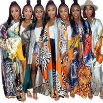 Women'S Printed Sunscreen Cloak Long Sleeve Cardigan Women'S Printed Sunscreen Cloak Long Sleeve Cardigan