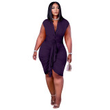 Plus Size Women's Spring/Summer Lace-Up Sexy Tight Fitting Dress