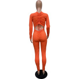 Women's Back Drawstring Scrunch Butt Sexy Jumpsuit