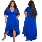Women's Sexy Solid Lace-Up Ruffle Elegant Dress