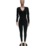 Women's Back Drawstring Scrunch Butt Sexy Jumpsuit