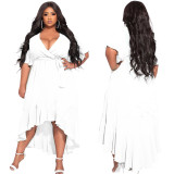 Women's Sexy Solid Lace-Up Ruffle Elegant Dress