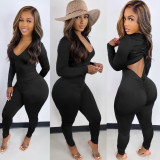 Women's Back Drawstring Scrunch Butt Sexy Jumpsuit