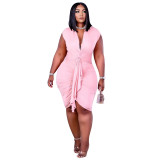 Plus Size Women's Spring/Summer Lace-Up Sexy Tight Fitting Dress