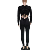 Women's Back Drawstring Scrunch Butt Sexy Jumpsuit