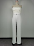Spring Summer Feather Strapless Sexy Fashion Jumpsuit