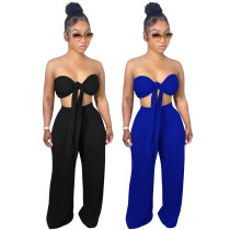 Women Sexy Halter Neck Top+ Wide Leg Pants Two-Piece