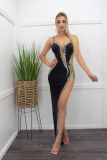 Sexy Straps Rhinestone Beaded Irregular Eveing Dress