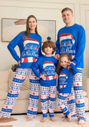 Christmas Hat Letter Print Homewear Two-Piece Fashion Snowflake Halloween Parent-Child Dress