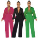 Women's Fall Fashion Shirt Collar See-Through Chiffon Jumpsuit