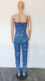 Casual Fashion Strapless Women's Fit Denim Jumpsuit
