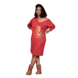 women's autumn and winter printed loose dress