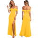 Women'S Sexy Fashion Solid Color Off Shoulder Slit Evening Dress