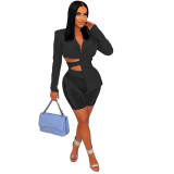 Sexy Women's Suit Solid V-Neck Top Back Lace-Up Pants Mesh Patchwork Set