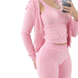 Women's Autumn/Winter Fleece Vest Hooded Three-Piece