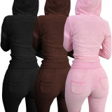 Women's Autumn/Winter Fleece Vest Hooded Three-Piece