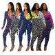 Autumn and Winter Colorblocking Irregular Letter Fashion Belt Slim Jumpsuit
