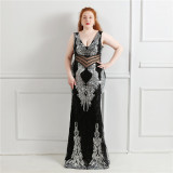 Plus Size Women Sequins Sleeveless Formal Party Evening Dress