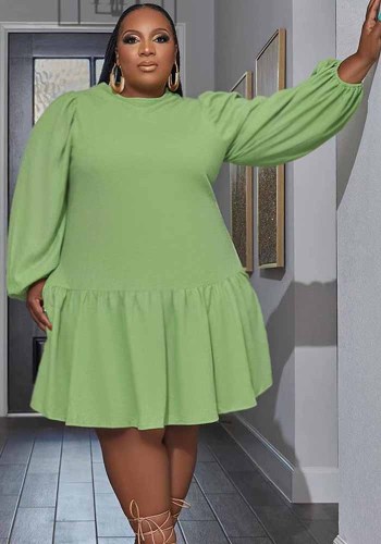 Plus Size Women Ruffle Backless Dress