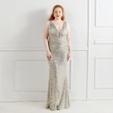 Plus Size Women Sequins Sleeveless Formal Party Evening Dress