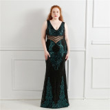 Plus Size Women Sequins Sleeveless Formal Party Evening Dress