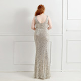 Plus Size Women Sequins Sleeveless Formal Party Evening Dress