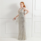 Plus Size Women Sequins Sleeveless Formal Party Evening Dress