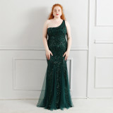 Plus Size Women Sequins One Shoulder Formal Party Evening Dress