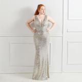 Plus Size Women Sequins Sleeveless Formal Party Evening Dress