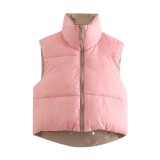 Women Reversible Stand Collar Vest