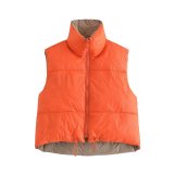 Women Reversible Stand Collar Vest