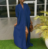 Women solid color button dress
