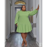 Plus Size Women Ruffle Backless Dress