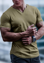 Men'S Solid Color Top Round V-Neck Slim Short Sleeve T-Shirt Half Sleeve Men'S Basic Shirt