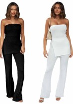 Women's Fall Sleeveless Ribbed Wide Leg Pant Set Casual Two Piece Women's Fall Sleeveless Ribbed Wide Leg Pant Set Casual Two Piece