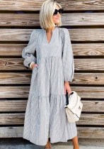 Casual European Style Long Sleeve Dress
