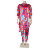 Sexy Slim Multi-Color Nightclub Plus Size Two Piece Set