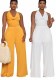 Fashion Fall Casual Pants Long Pants Straight Wide Leg Halter Neck Lace-Up Jumpsuit Women