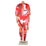 Sexy Slim Multi-Color Nightclub Plus Size Two Piece Set